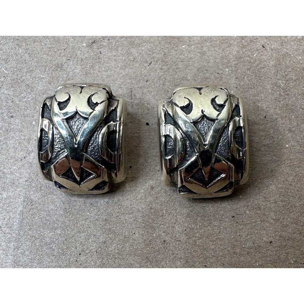 John Hardy 18K Gold 925 Sterling Silver Clip On Earrings Vintage 12.1g